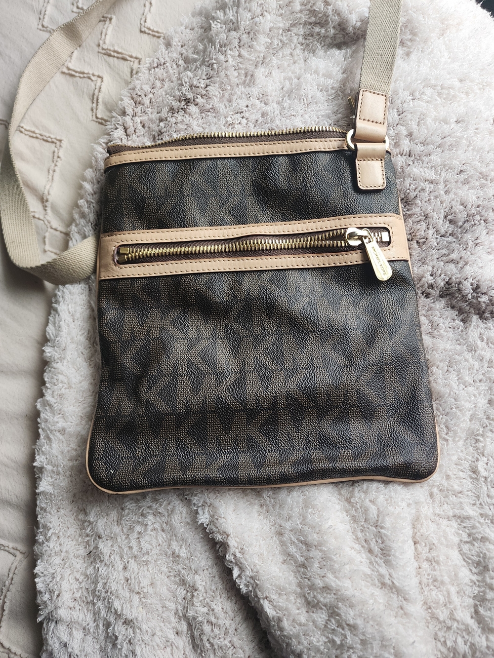 MK Monogram Crossbody Bag in Brown & Tan